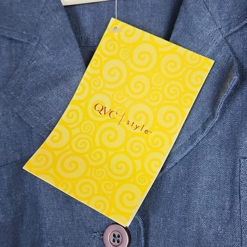 NWT Women's Blue Linen Blend Jacket by Jessica Holbrook size L - Picture 3 of 6